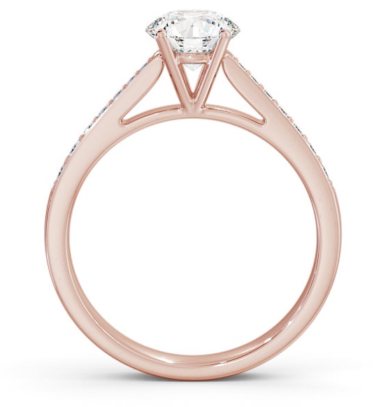 Round Diamond Cathedral Style Engagement Ring 18K Rose Gold Solitaire with Channel Set Side Stones ENRD8S_RG_THUMB1