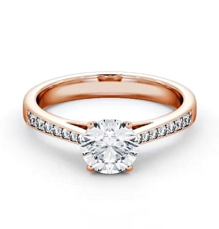 Round Diamond Cathedral Style Engagement Ring 18K Rose Gold Solitaire ENRD8S_RG_THUMB1