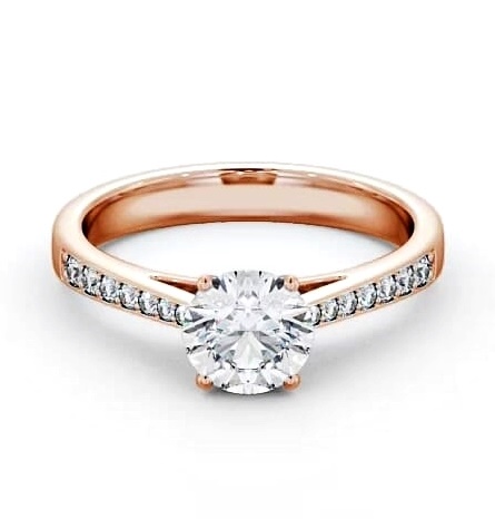Round Diamond Cathedral Style Engagement Ring 18K Rose Gold Solitaire ENRD8S_RG_THUMB2 