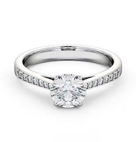 Round Diamond Cathedral Style Engagement Ring 18K White Gold Solitaire ENRD8S_WG_THUMB2 