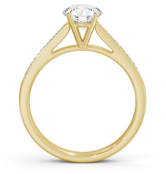 Round Diamond Cathedral Style Ring 18K Yellow Gold Solitaire ENRD8S_YG_THUMB1 