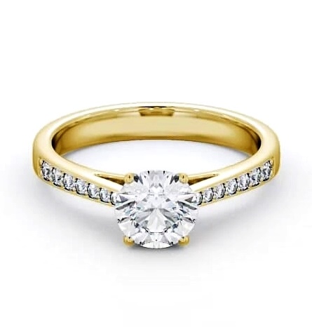 Round Diamond Cathedral Style Engagement Ring 9K Yellow Gold Solitaire ENRD8S_YG_THUMB1