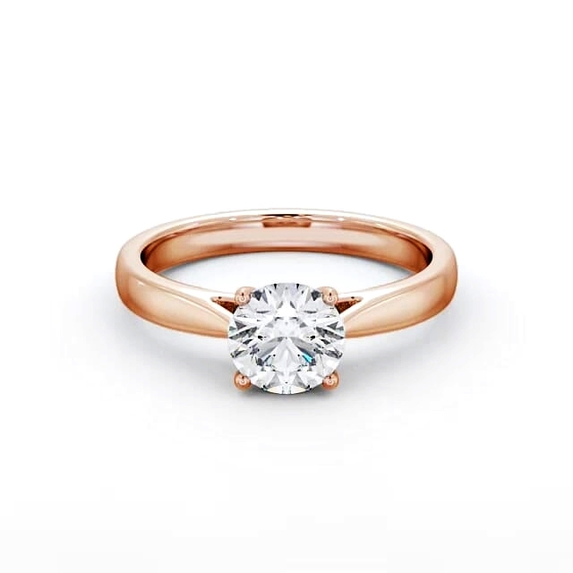 Round Diamond Engagement Ring 18K Rose Gold Solitaire - Novella ENRD90_RG_HAND