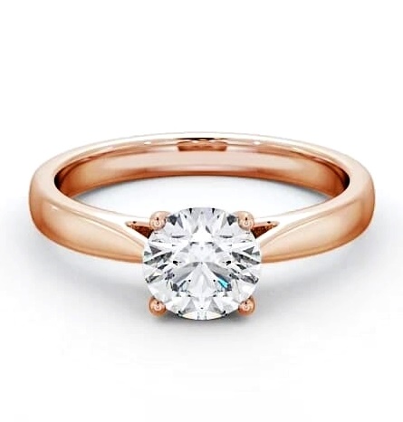 Round Diamond Tapered Band Engagement Ring 9K Rose Gold Solitaire ENRD90_RG_THUMB2 