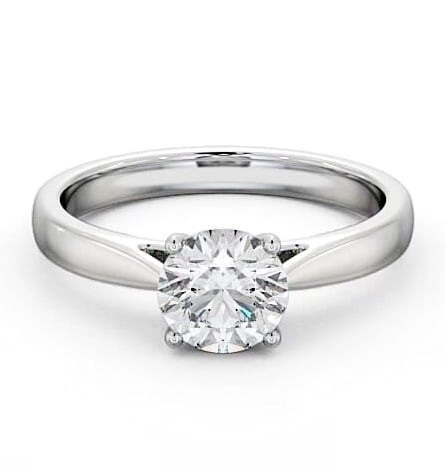 Round Diamond Tapered Band Engagement Ring 18K White Gold Solitaire ENRD90_WG_THUMB2 