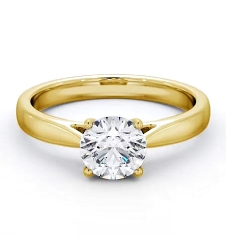 Round Diamond Tapered Band Engagement Ring 18K Yellow Gold Solitaire ENRD90_YG_THUMB2 