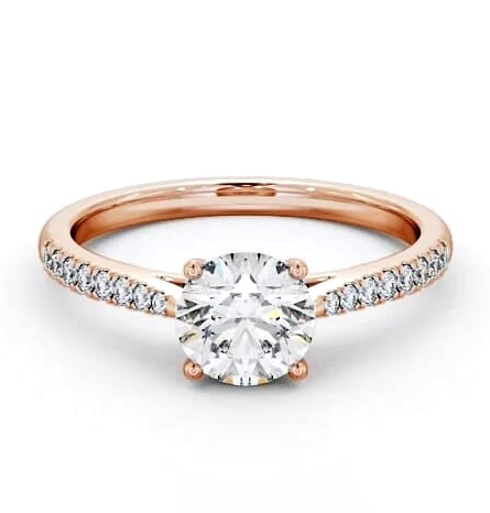 Round Diamond 4 Prong Engagement Ring 18K Rose Gold Solitaire ENRD90S_RG_THUMB1
