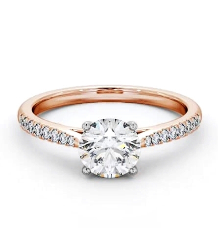 Round Diamond 4 Prong Engagement Ring 18K Rose and White Gold Solitaire ENRD90S_RWG_THUMB1