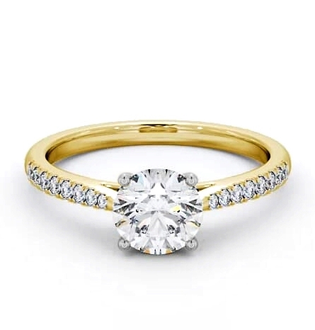 Round Diamond 4 Prong Engagement Ring 18K Yellow and White Gold Solitaire ENRD90S_YWG_THUMB1