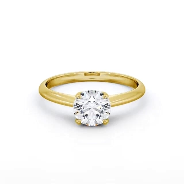 Round Diamond Engagement Ring 18K Yellow Gold Solitaire - Savannah ENRD91_YG_HAND