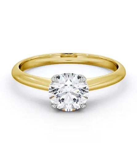 Round Diamond Classic Engagement Ring 18K Yellow and White Gold Solitaire ENRD91_YWG_THUMB1