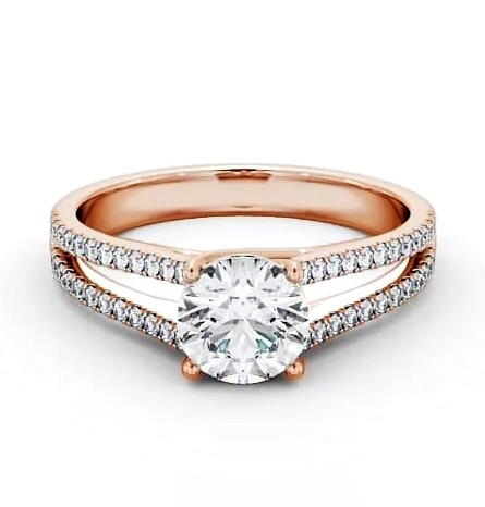 Round Diamond Split Band Engagement Ring 18K Rose Gold Solitaire ENRD92_RG_THUMB1