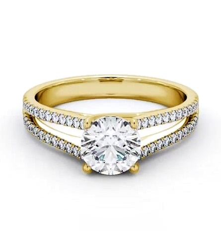 Round Diamond Split Band Engagement Ring 18K Yellow Gold Solitaire ENRD92_YG_THUMB1