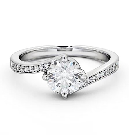 Round Diamond Offset Band Engagement Ring 9K White Gold Solitaire ENRD93_WG_THUMB1