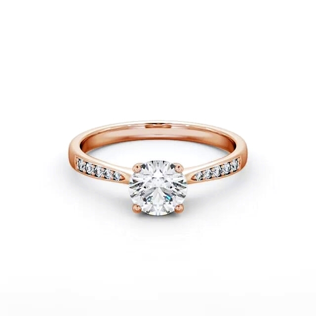 Round Diamond Engagement Ring 18K Rose Gold Solitaire With Side Stones - Advika ENRD94S_RG_HAND