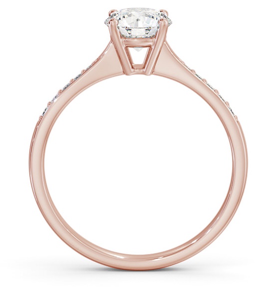Round Diamond Tapered Band Engagement Ring 9K Rose Gold Solitaire with Channel Set Side Stones ENRD94S_RG_THUMB1
