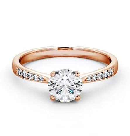 Round Diamond Tapered Band Engagement Ring 18K Rose Gold Solitaire ENRD94S_RG_THUMB1