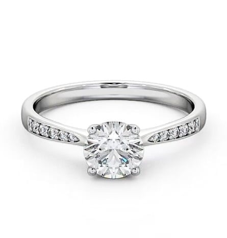 Round Diamond Tapered Band Engagement Ring Platinum Solitaire ENRD94S_WG_THUMB2 