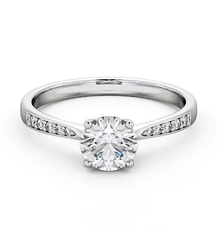 Round Diamond Tapered Band Engagement Ring Platinum Solitaire ENRD94S_WG_THUMB1