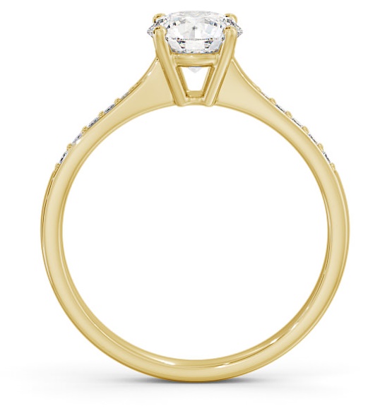 Round Diamond Tapered Band Engagement Ring 18K Yellow Gold Solitaire with Channel Set Side Stones ENRD94S_YG_THUMB1