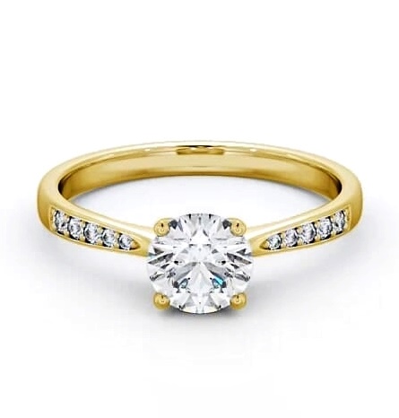 Round Diamond Tapered Band Engagement Ring 18K Yellow Gold Solitaire ENRD94S_YG_THUMB2 
