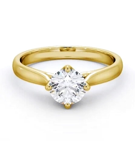 Round Diamond Trellis Style Engagement Ring 9K Yellow Gold Solitaire ENRD95_YG_THUMB1
