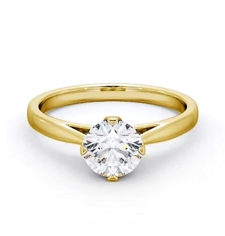 Round Diamond Raised Setting Engagement Ring 18K Yellow Gold Solitaire ENRD96_YG_THUMB1