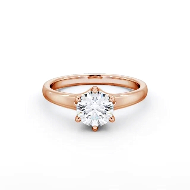 Round Diamond Engagement Ring 18K Rose Gold Solitaire - Brooke ENRD97_RG_HAND