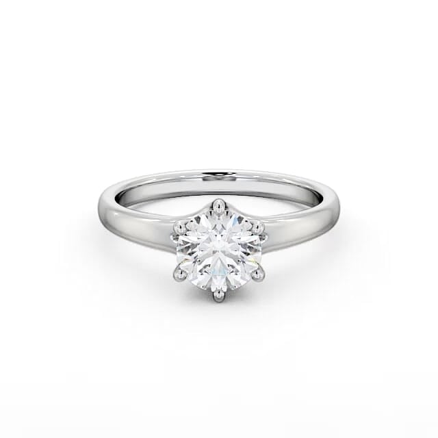 Round Diamond Engagement Ring 18K White Gold Solitaire - Brooke ENRD97_WG_HAND