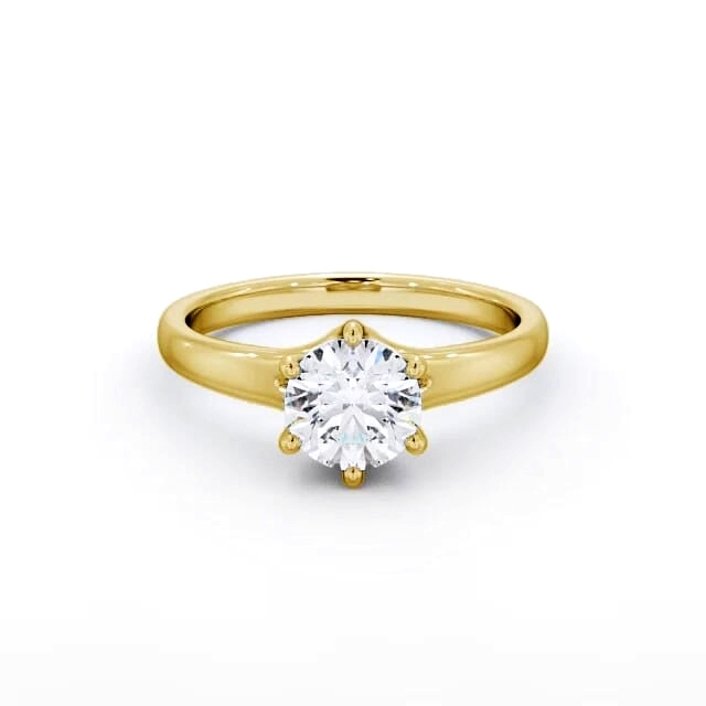 Round Diamond Engagement Ring 18K Yellow Gold Solitaire - Brooke ENRD97_YG_HAND