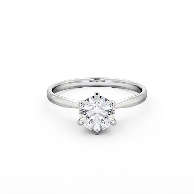 Round Diamond Engagement Ring 9K White Gold Solitaire - Karson ENRD98_WG_HAND