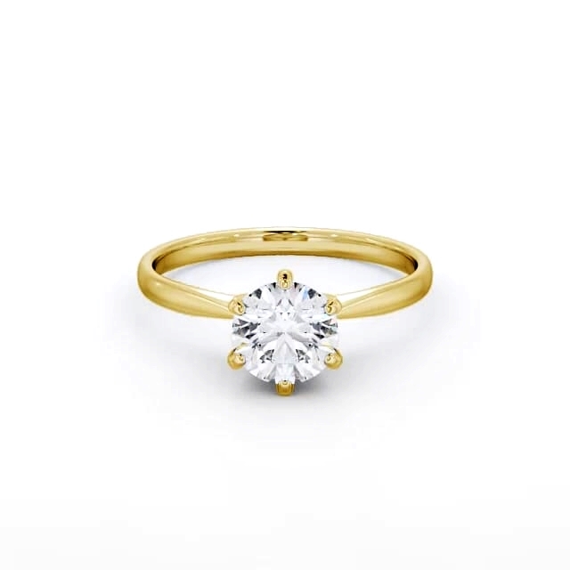 Round Diamond Engagement Ring 9K Yellow Gold Solitaire - Karson ENRD98_YG_HAND