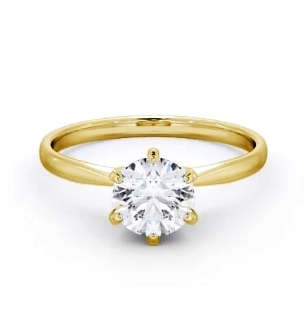 Round Diamond 6 Prong Raised Setting Ring 9K Yellow Gold Solitaire ENRD98_YG_THUMB2 