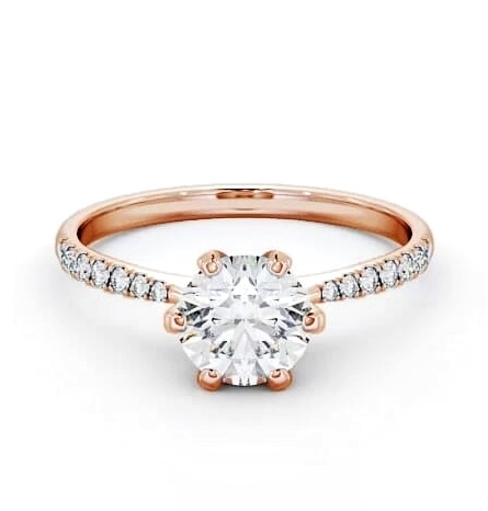 Round Diamond 6 Prong Engagement Ring 18K Rose Gold Solitaire ENRD98S_RG_THUMB1