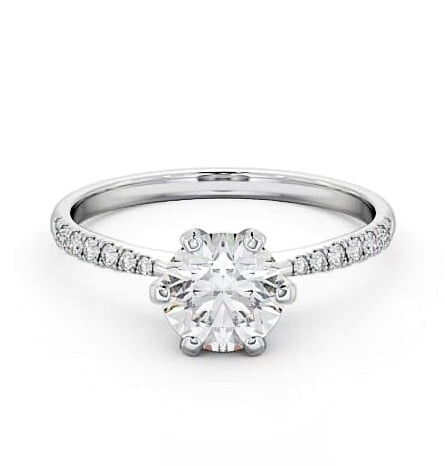 Round Diamond 6 Prong Engagement Ring Platinum Solitaire with Channel ENRD98S_WG_THUMB2 