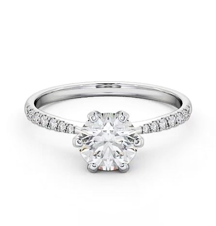 Round Diamond 6 Prong Engagement Ring 18K White Gold Solitaire ENRD98S_WG_THUMB2 