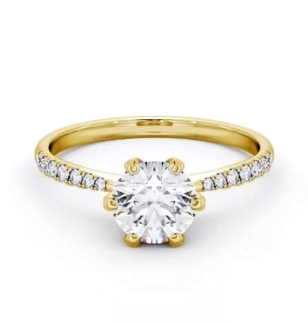 Round Diamond 6 Prong Engagement Ring 9K Yellow Gold Solitaire ENRD98S_YG_THUMB1