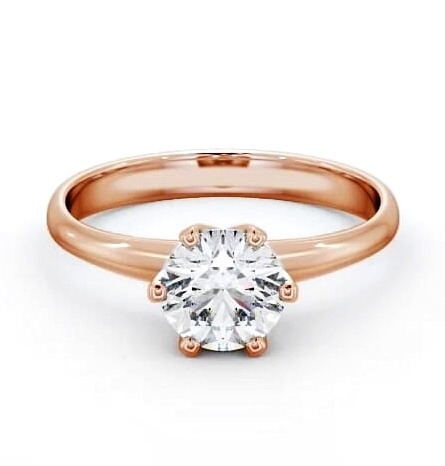 Round Diamond Classic 6 Prong Engagement Ring 18K Rose Gold Solitaire ENRD99_RG_THUMB1