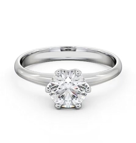 Round Diamond Classic 6 Prong Engagement Ring 9K White Gold Solitaire ENRD99_WG_THUMB1