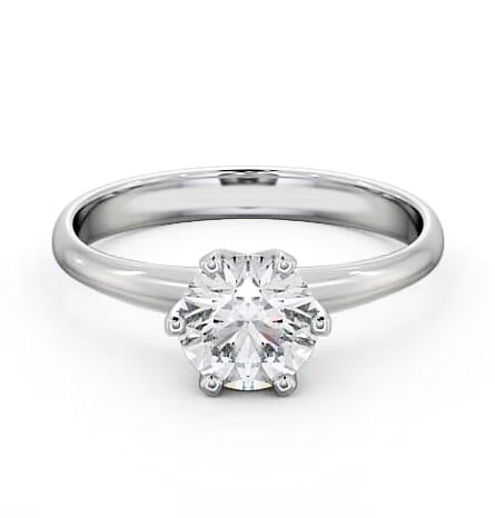 Round Diamond Classic 6 Prong Engagement Ring 18K White Gold Solitaire ENRD99_WG_THUMB2 