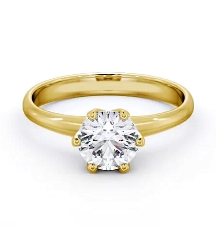 Round Diamond Classic 6 Prong Ring 18K Yellow Gold Solitaire ENRD99_YG_THUMB1