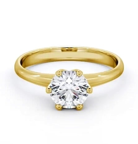Round Diamond Classic 6 Prong Ring 18K Yellow Gold Solitaire ENRD99_YG_THUMB2 