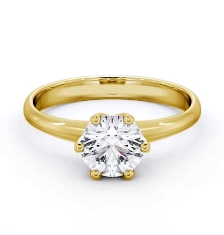 Round Diamond Classic 6 Prong Ring 18K Yellow Gold Solitaire ENRD99_YG_THUMB2 