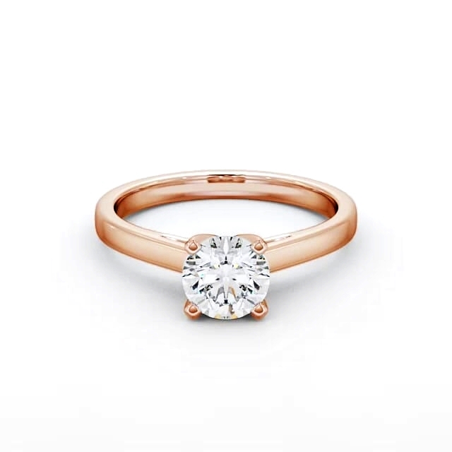 Round Diamond Engagement Ring 18K Rose Gold Solitaire - Milan ENRD9_RG_HAND