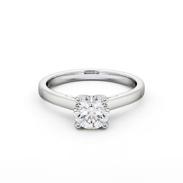 Round Diamond Engagement Ring 18K White Gold Solitaire - Milan ENRD9_WG_HAND