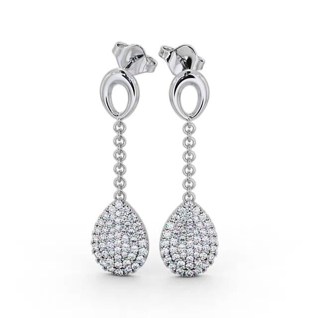 Drop Round Diamond 0.85ct Earrings 18K White Gold - Delani ERG100_WG_EAR