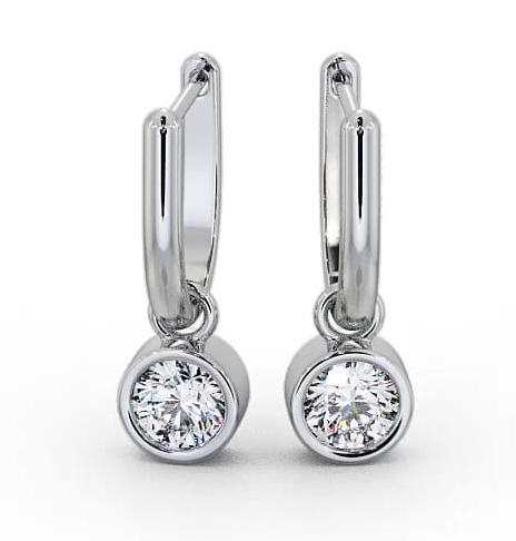 Drop Round Diamond with Bezel Earrings 18K White Gold ERG101_WG_THUMB2 