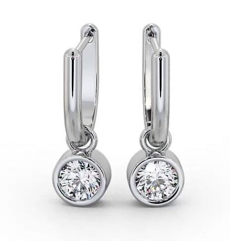 Drop Round Diamond with Bezel Earrings 9K White Gold ERG101_WG_THUMB2 