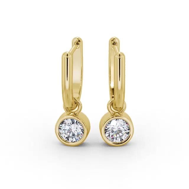 Drop Round Diamond Earrings 9K Yellow Gold - Kinza ERG101_YG_EAR
