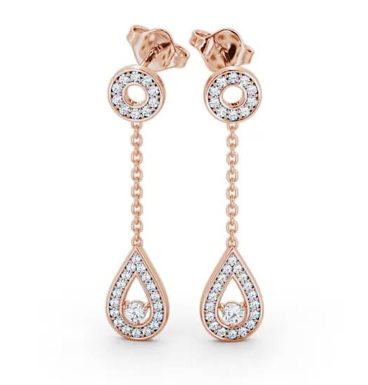Drop Round Diamond Exquisite Earrings 9K Rose Gold ERG102_RG_THUMB1